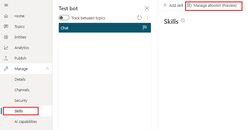 Manage allowlist for Power Virtual Agents bot