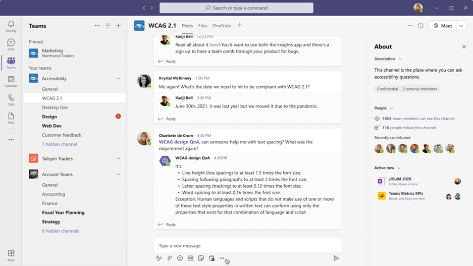 Screenshot of mentioning capabilities of Power Virtual Agents within Microsoft Teams