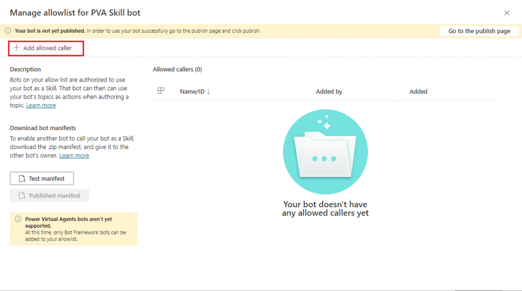 Control which Bot Framework bots are allowed to connect to your Power Virtual Agents bot